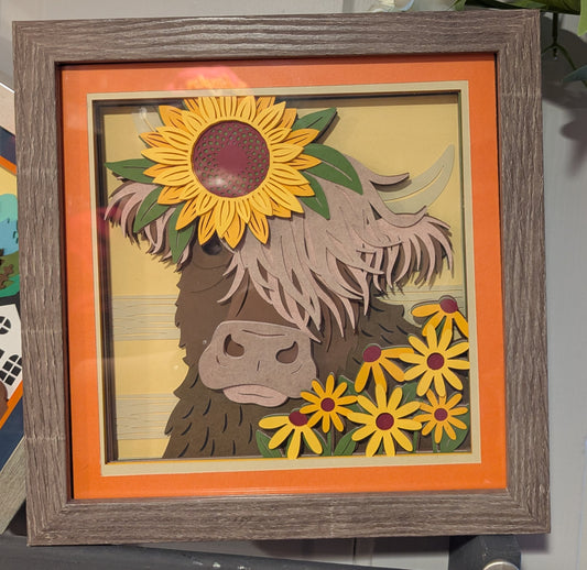 Fall Highland Cow Shadowbox
